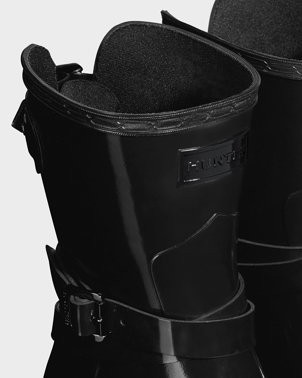 Botas De Cortas Hunter Mujer Negras Refined Slim Fit Adjustable Gloss 609754-VMY